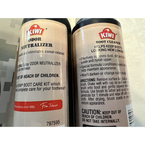 Vintage Unopened Kiwi Recruit Care Boot Cleaner Odor Neutralizer Kit w/ Brushes - Picture 9 of 12